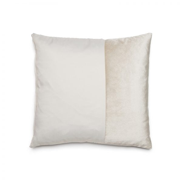 White Duo pillow by ONTWERPDUO showing two tone sides in velvet and satin.