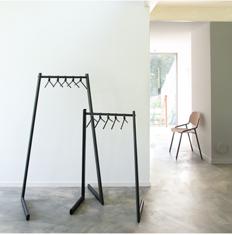 The Liza Garment Rack by ZOOI in two sizes within a home.