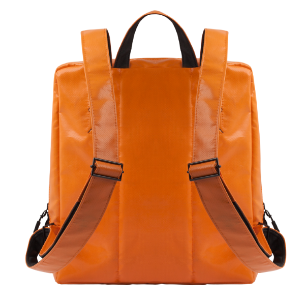 Back view of the Alberty Cuyp waterproof backpack in orange.